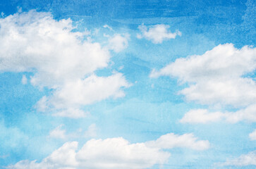 Watercolor sky background with soft clouds