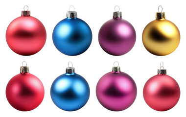 PNG Colorful festive Christmas ornaments, element set on transparent background