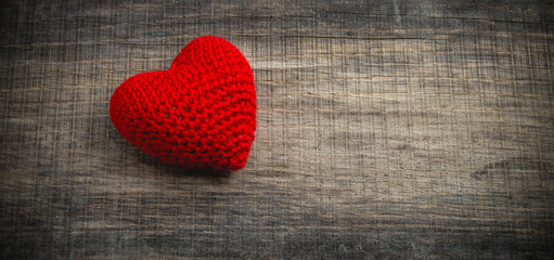 Love heart on wooden texture background, valentines day card concept
