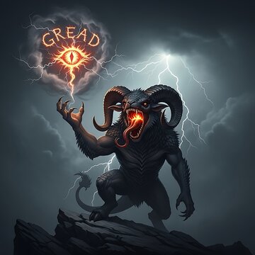 Gread - A Demons Wrath Under a Stormy Sky.