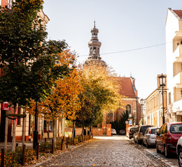 View Of Street And Church In The Autumn City