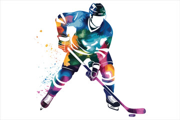 Fototapeta premium Colorful Ice Hockey Player Splash Vector Illustration