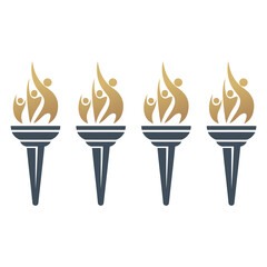 golden torch icon, flame of hope, leadership excellence award, triumph victory symbol, inspirational achievement logo, modern vector