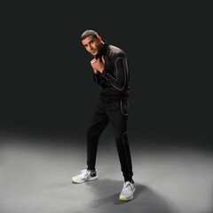 Modern fitness fashion concept showing stylish activewear design for men.