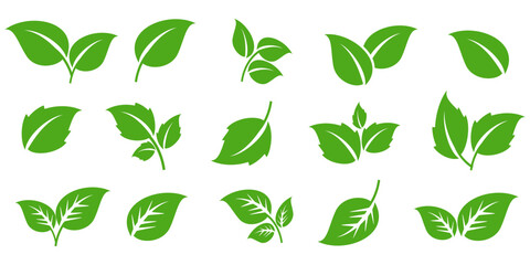 Leaf vector symbol, leaf illustration or leaf emoji in flat style. Spring leaf design, ecological nature theme.
