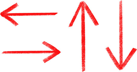 赤いクレヨンタッチの矢印アイコンセット