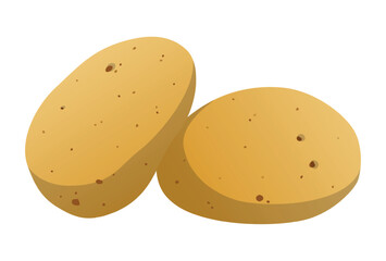 Realistic ripe fresh potato white background - Vector illustration