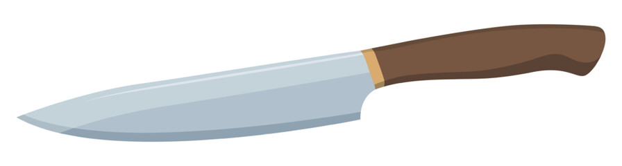 Realistic steel knife isolated on white background - Vector illustration