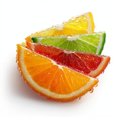 fresh fruit slices isolated on white background. 