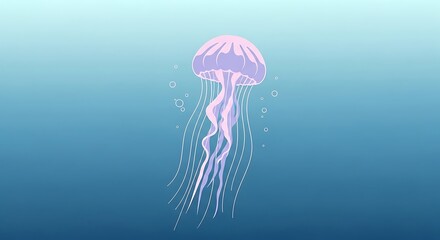 A Beautiful Pink Jellyfish Drifting Gracefully in the Deep Blue Ocean Waters.