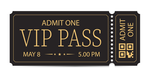 Naklejka premium Realistic ticket admit for festivals, event, theater, concert, play.