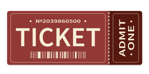 Realistic ticket admit for festivals, event, theater, concert, play.