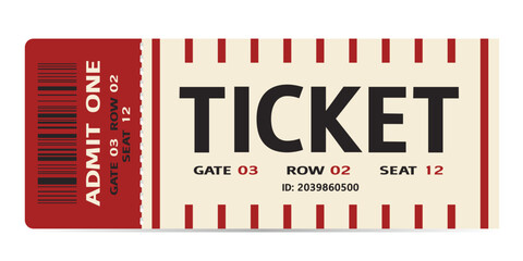 Realistic ticket admit for festivals, event, theater, concert, play.
