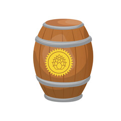 Large beer barrel isolated on white background - Vector illustration