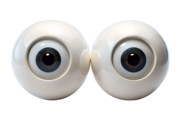 Two artificial eyeballs isolated on transparent background.