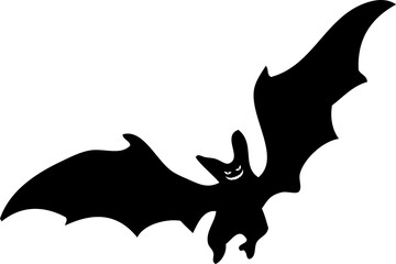 Flying vampire bat silhouette, creepy Halloween poster element