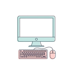 Fototapeta premium A clean and modern desktop computer setup features a monitor