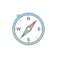 A vibrantly designed compass with a magnetic needle clearly indicating