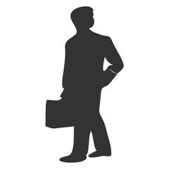 Side view silhouettes of male business professionals carrying briefcases, symbol of office work, modern career and corporate life