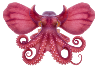 Isolated Dumbo Octopus with Large Fins and Curled Arms Marine Wildlife Creature