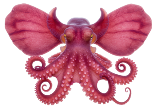 Isolated Dumbo Octopus with Large Fins and Curled Arms Marine Wildlife Creature