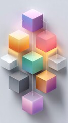 Fototapeta premium Colorful Pastel 3D Boxes Arranged in Vertical Line Design