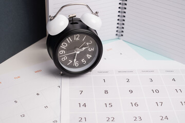 Monthly calendar. Calendar with date on paper. Day planner. Schedule of the week, month and year. Modern organizer. Business diary. Deadline reminder. Daily event management. Template and grid