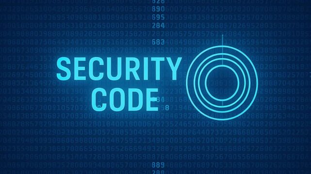 Security code circular target icon digital lock glowing blue numbers background cybersecurity encryption digital protection authentication biometric fingerprint binary concept