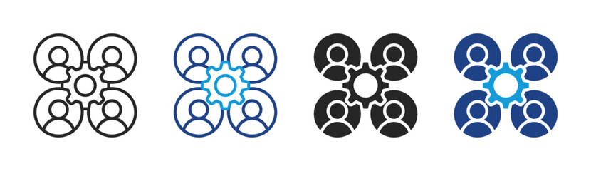 Teamwork icon set multiple style collection
