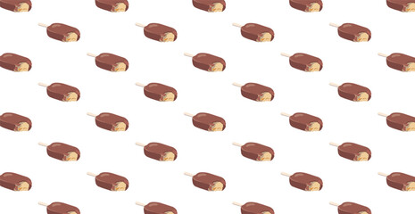Panoramic pattern of ice cream on a stick on a white background - Vector illustration