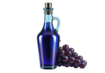 Isolated bottle of grape juice with grapes, healthy beverage, fruit, natural drink, food