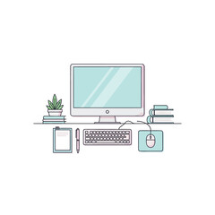 A neat and organized modern desktop workspace setup with a computer