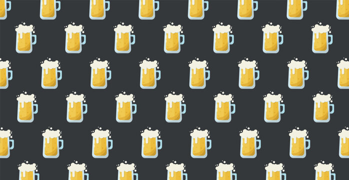 Panoramic pattern of beer on a white background - Vector illustration