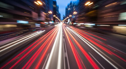 Vibrant long exposure capturing the blur of urban traffic lights at dusk