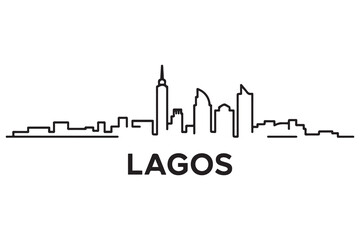 Obraz premium Lagos Line Art skyline silhouette. Black Lagos city design. with white background