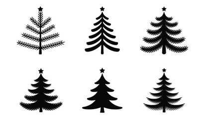 Obraz premium Black Christmas Tree Icons Collection