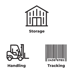 Logistics Icon Set Warehouse Forklift Barcode Outline Vector