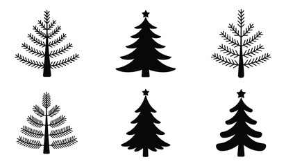 Fototapeta premium Christmas Tree Silhouette Vector Set