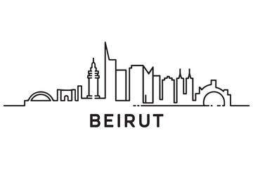 Fototapeta premium Beirut Line Art skyline silhouette. Black Beirut city design. with white background
