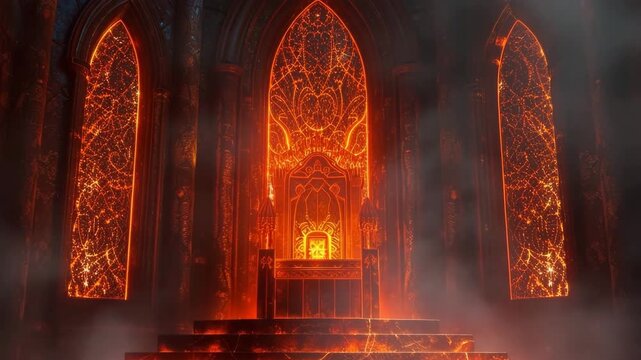 Fantastically beautiful throne of power of king or queen in throne room for coronation