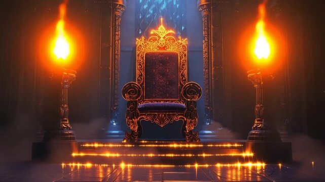 Fantastically beautiful throne of power of king or queen in throne room for coronation