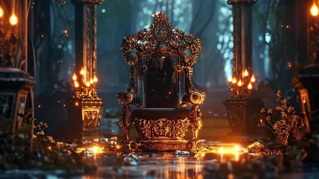Fantastically beautiful throne of power of king or queen in throne room for coronation