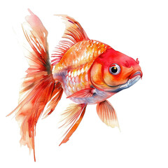 Fototapeta premium Vibrant goldfish swimming gracefully with colorful fins on a transparent background