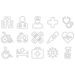 Healthcare glyph icon set vector