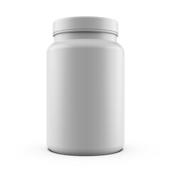 White Protein Supplement Bottle Mockup on White Background