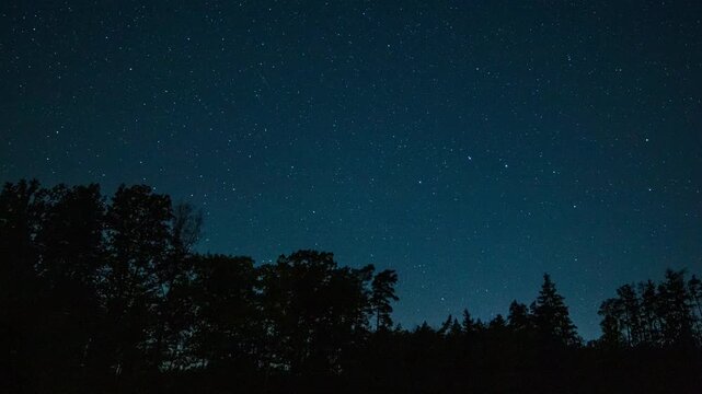 Night sky time lapse with comet Lemmon. 4k starry sky.