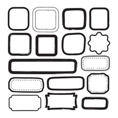 Obraz premium Collection of empty frames and labels isolated on white background