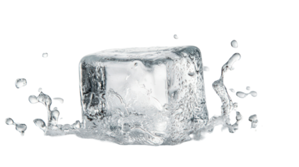 Abstract water splash frozen in time isolated on transparent background