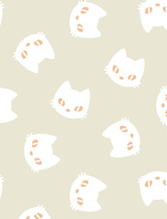 Cute Ghost Cat Halloween Seamless Pattern, Spooky Kitty Trick or Treat Digital Paper,Kawaii Sheet Ghost Cat Seamless File, Minimalist Trick or Treat Pattern for Kids