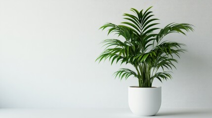 Obraz premium Elegant Indoor Plant in White Pot on Simple Background